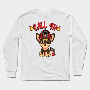 Cute small dog is a firefighter Long Sleeve T-Shirt